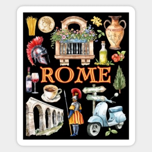 Rome Italy Vintage Travel Collage Design Magnet